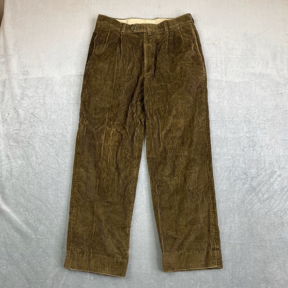 Tommy Hilfiger Corduroy Pants Brown Pleated‎ Straight Leg Mens 34x30